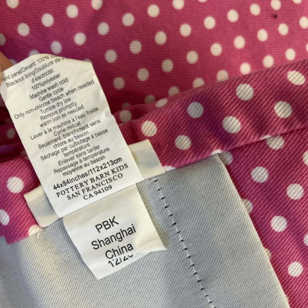 Pottery Barn Kids Pink Polka Dotted Curtain panels 44 x 84 Blackout Panel